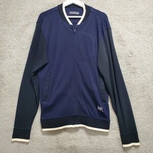 Five Four SweaterMen's Large Navy Blue Logo Cotton Pockets Long Sleeve Full Zip